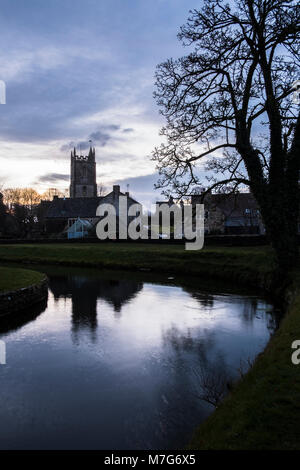 Sunrise at Nunney with All Saints Church Stock Photo