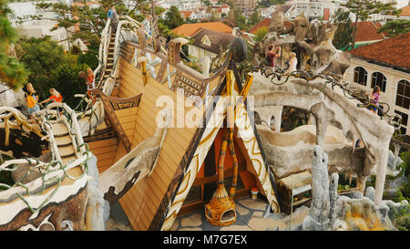 DA LAT, VIETNAM - OCTOBER 1, 2016: Hang Nga Guesthouse Crazy House, design Interior and Exterior landmark architecture Odd House Stock Photo