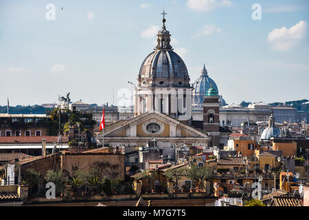 Dome of the Basilica of SS. Ambrose and Charles on the Corso. Rome, Italy Stock Photo
