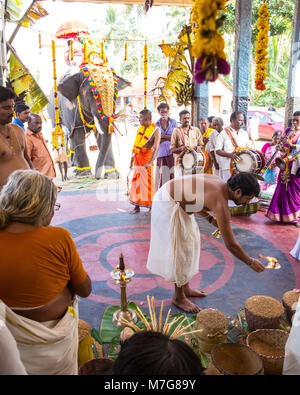 people making prayer offerings at shivratri Stock Photo