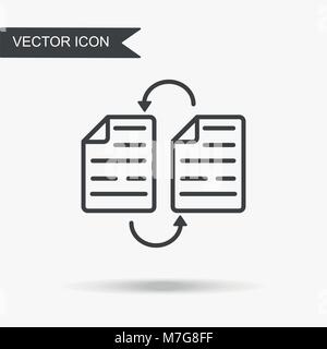 Modern and simple vector illustration of two documents icon and information exchange. Flat image with thin lines for application, website, presentatio Stock Vector