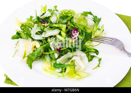 Diet weight loss breakfast concept. Mix of fresh green organic salad leaves Stock Photo