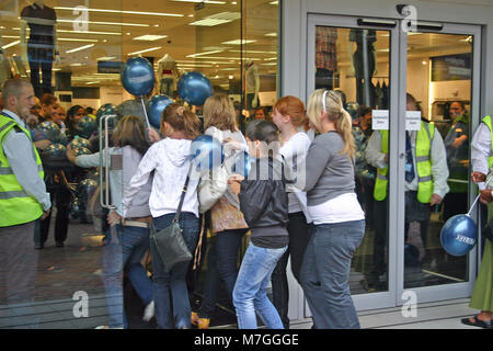 The sales, with young female shoppers rushing into a Primark store, Derby, UK Stock Photo