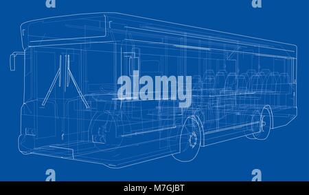 Concept city bus. Vector rendering of 3d Stock Vector