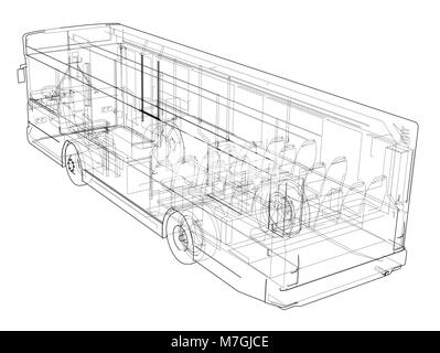 Concept city bus. Vector rendering of 3d Stock Vector