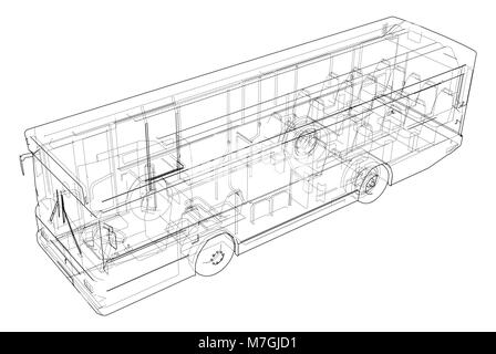 Concept city bus. Vector rendering of 3d Stock Vector