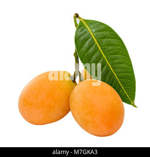 Marian plum or Plum mango with leaf isolated on white background with clipping path Stock Photo