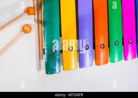 Colorful Thai traditional music instrument, xylophone,  made of bamboo Stock Photo