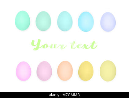 Rows of ten colour eggs. Stock Photo