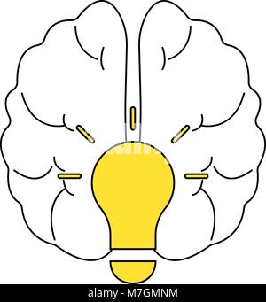 Light bulb idea with brain vector logo template. Corporate icon such as logotype. Creative light bulb idea brain vector Stock Vector