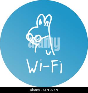 Rabbit one line art logo design. WIFI vector illustration Stock Vector