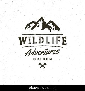 vintage wilderness logo. hand drawn retro styled outdoor adventure emblem. vector illustration Stock Vector