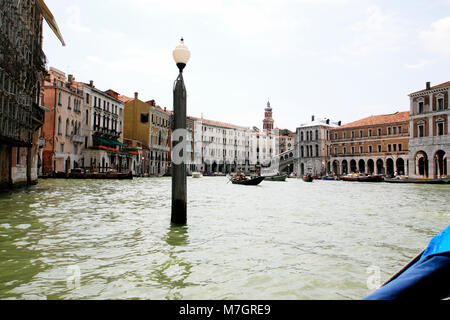 VENICE Italy Rialto bridge 2015 Bridge over Canal Grande in Venice since 12th century Stock Photo