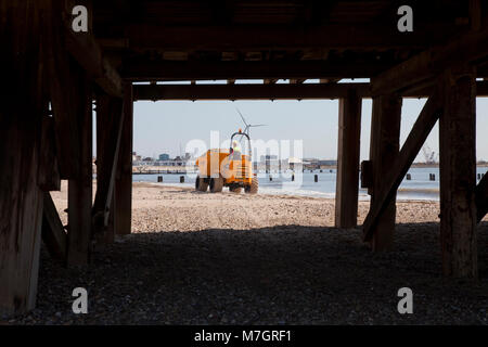 Lowestoft Beach Maintenance Stock Photo