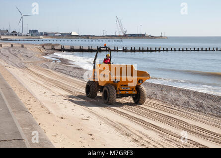 Lowestoft Beach Maintenance Stock Photo