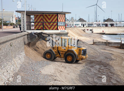 Lowestoft Beach Maintenance Stock Photo