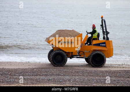 Lowestoft Beach Maintenance Stock Photo