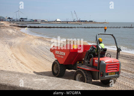 Lowestoft Beach Maintenance Stock Photo