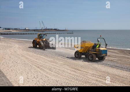 Lowestoft Beach Maintenance Stock Photo