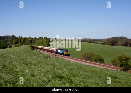 The Northern Belle luxury dining train at Paythorne, Lancashire hauled by a Direct Rail Services class 47 diesel locomotive Stock Photo