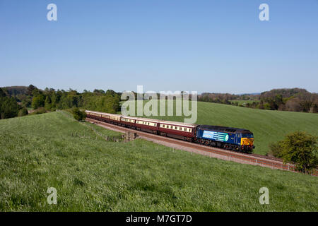 The Northern Belle luxury dining train at Paythorne, Lancashire hauled by a Direct Rail Services class 47 diesel locomotive Stock Photo