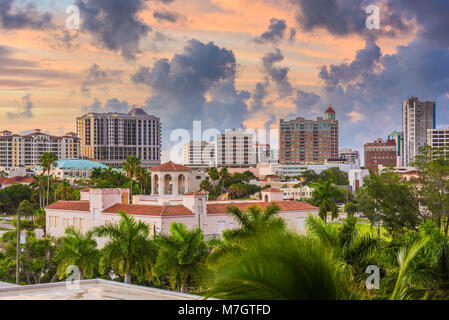 Sarasota, Florida, USA downtown skyline at dusk. Stock Photo