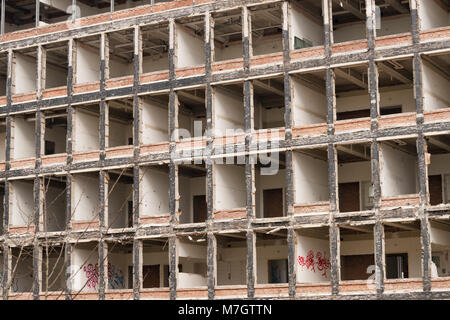 Old hospital building being demolished Stock Photo