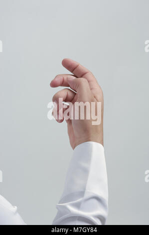 Empty Male Hand For Placing Mobile Phone or Other Object Isolated Close Up Stock Photo