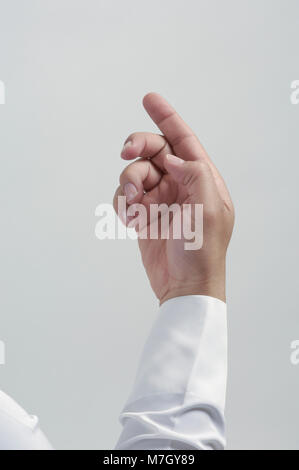 Empty Male Hand For Placing Mobile Phone or Other Object Isolated Close Up Stock Photo