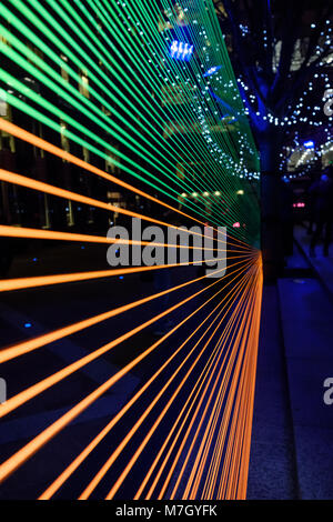 Abstract art installation at the Winter Lights Festival at Canary Wharf in London UK 2018 Stock Photo