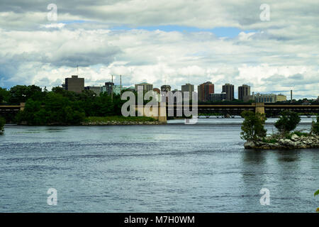 View of the downtown Hull skyline as seen from across the Ottawa River Stock Photo