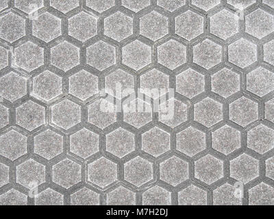 Real hexagonal gray street tile background Stock Photo