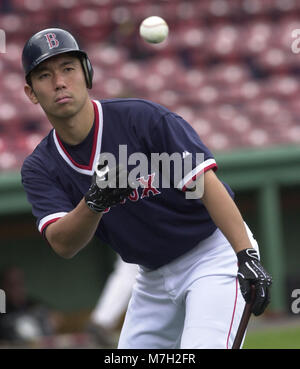 Boston Red Sox Hiedo Nomo taking batting practice at Fenway in Boston Ma USA June 12, 2001 photo bill belknap Stock Photo
