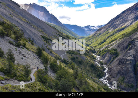 Views along the Valle Asencio on the Base Las Torres hike, Torres Del Paine National Park, Patagonia, Chile Stock Photo