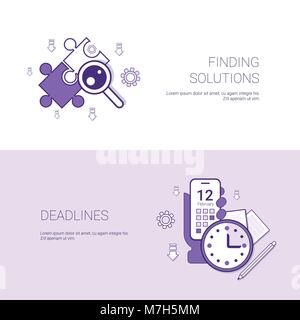Finding Solutions And Deadlines Business Concept Template Web Banner With Copy Space Vector Illustration Stock Vector