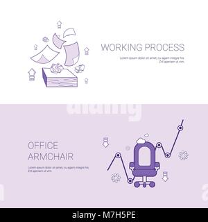 Working Process And Office Armchair Concept Template Web Banner With Copy Space Stock Vector