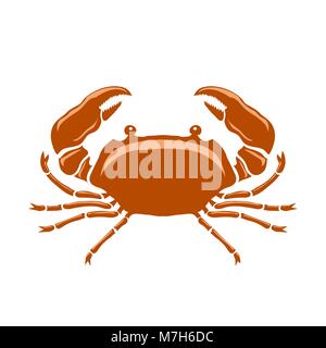 Boiled Sea Red Crab with Giant Claws Stock Vector