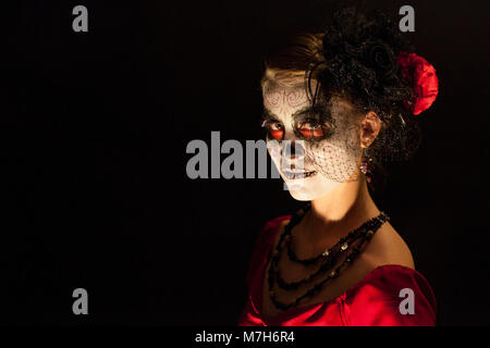 Lady of the Dead, La Calavera Catrina. A beautiful woman dressed up for Day of the Dead, Día de Muertos, a Mexican national holiday. Stock Photo