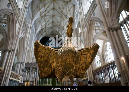 interior, york minster: the spread-eagle lectern in the quire Stock Photo