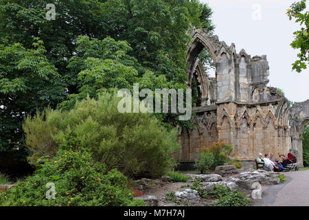 York Museum Gardens: ruins of the nave of St Mary's Abbey, York, England, UK