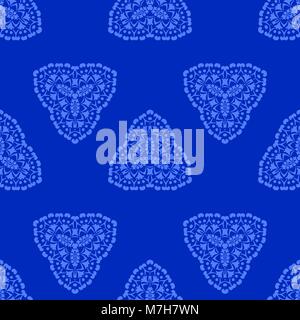Blue Ornamental Seamless Line Pattern. Oriental Geometric Ornament Stock Vector