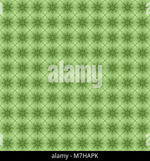 Green seamless pattern with geometric floral ornament Stock Photo