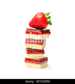 Stack  of shortbread cookies with strawberry isolated Stock Photo