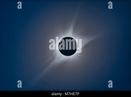 A composite of the August 21, 2017 total solar eclipse. Stock Photo