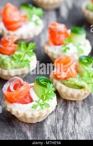 tartlets  with cream cheese and smoked salmon Stock Photo