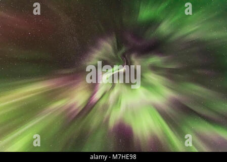 Aurora display looking straight up to the zenith, from southern Alberta, Canada. Stock Photo
