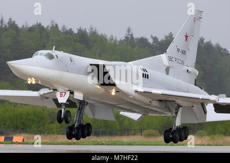 Tu-22M-3 strategic bomber of the Russian Air Force landing. Stock Photo