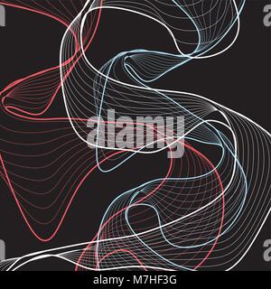 Abstract multicolored background with bright waves on a dark background Stock Vector