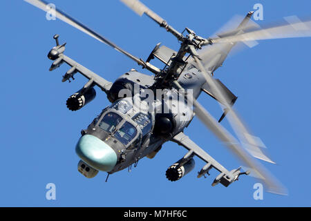 Ka-52 Alligator attack helicopter of Russian Air Force. Stock Photo