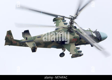 Ka-52 Alligator attack helicopter of Russian Air Force. Stock Photo